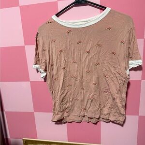 Gaze Pink Rainbow Print Short Sleeve Top